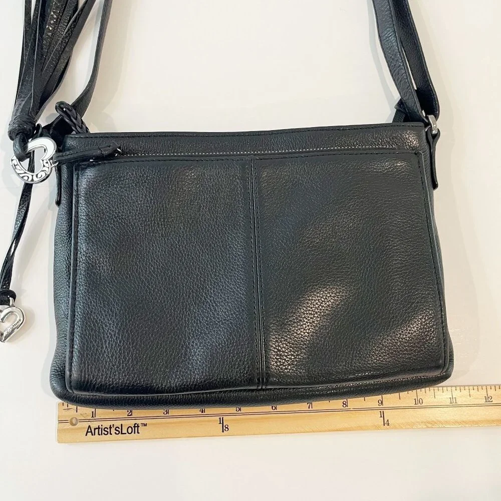 Brighton Barbados‎ City Organizer Purse Black Pebbled Leather Bag